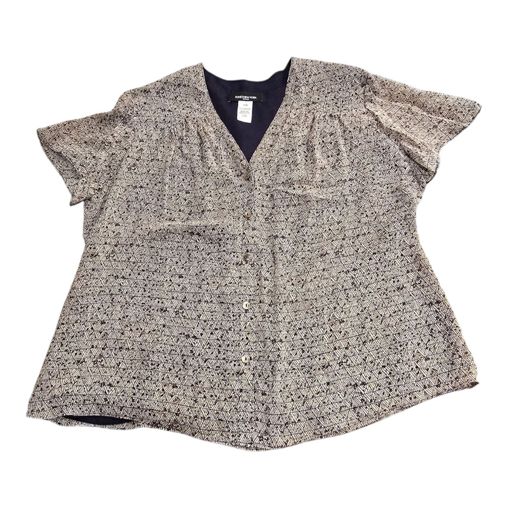 Jones New York Woman Short Sleeve Button Down Blouse 16W